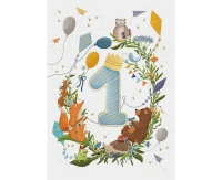 Greeting card A5 booklet BLUE YEAR 1, 1 pc.